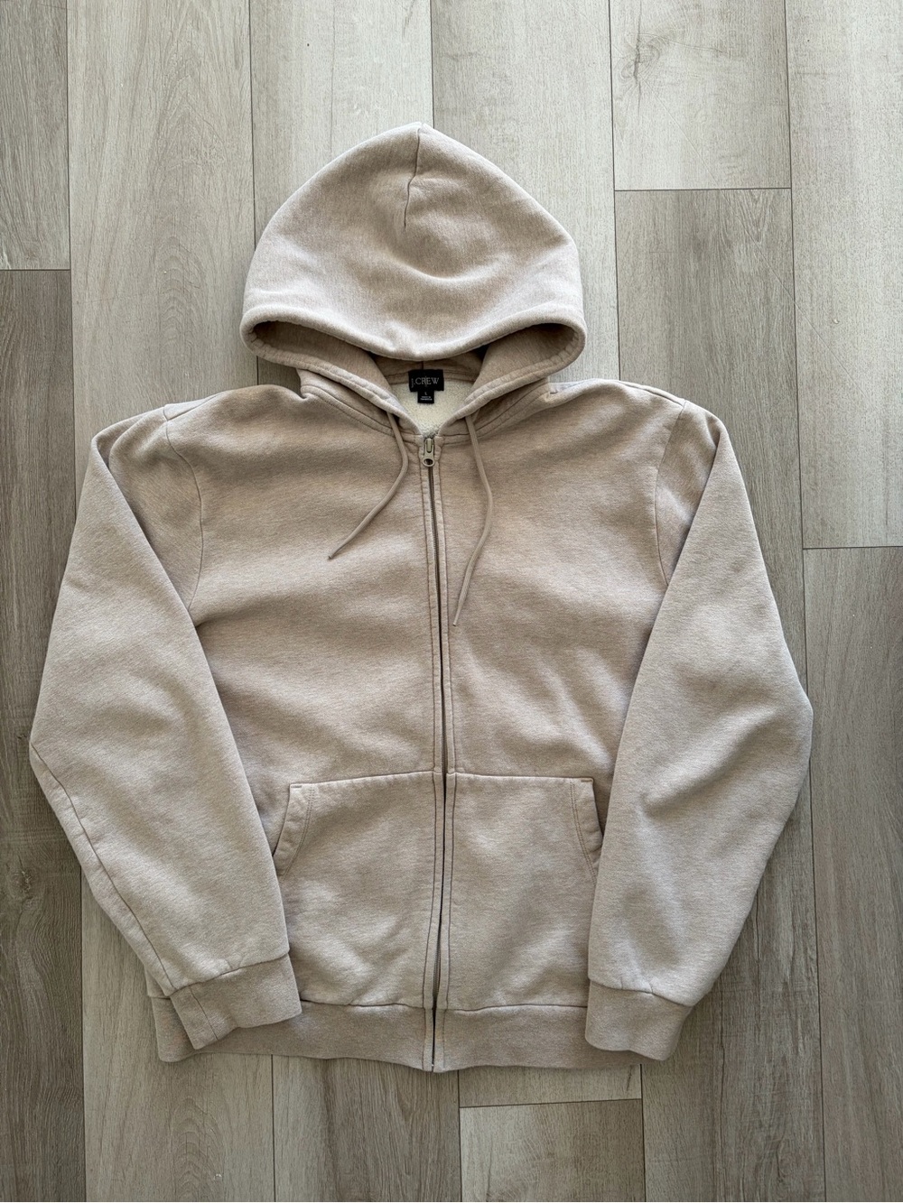J. Crew Men’s Zip Hoodie in Light Beige Size Large